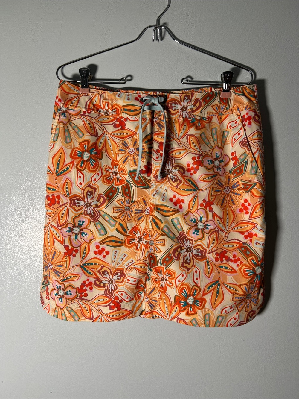 Rip Skirt Floral Orange Drawstring Skirt